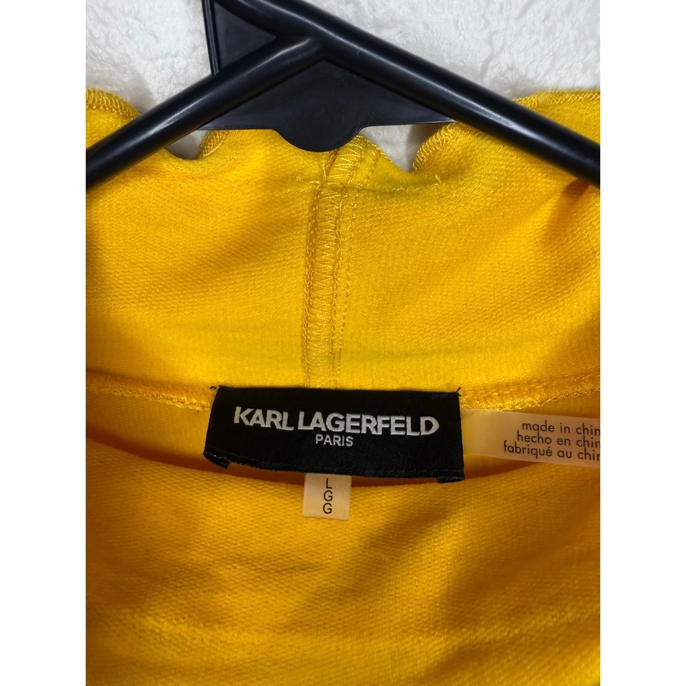 Karl Lagerfeld Paris Yellow Mock Neck Short Sleeve Top - Women's Size L - Picture 3 of 4